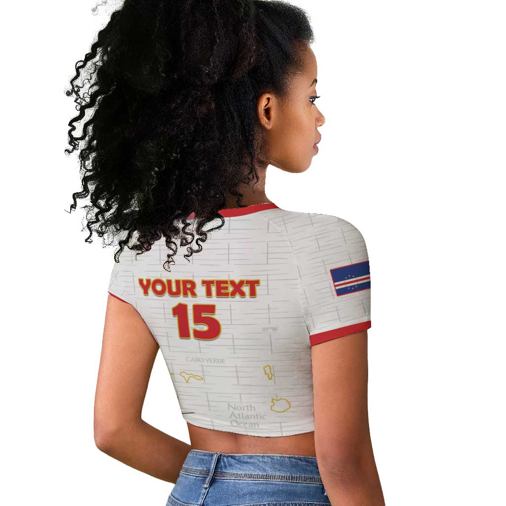 Custom Cabo Verde Football Raglan Cropped T shirt Go Tubaroes Azuis Go - White - African Pride