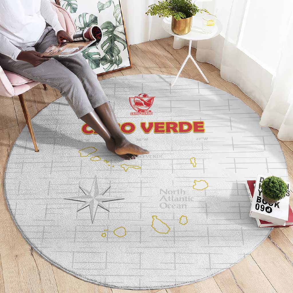 Cabo Verde Football Round Carpet Go Tubaroes Azuis Go - White - African Pride