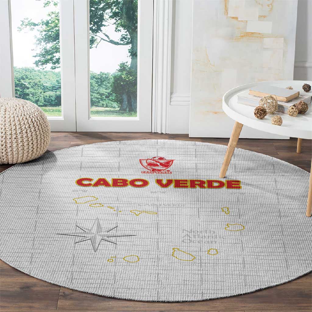 Cabo Verde Football Round Carpet Go Tubaroes Azuis Go - White - African Pride