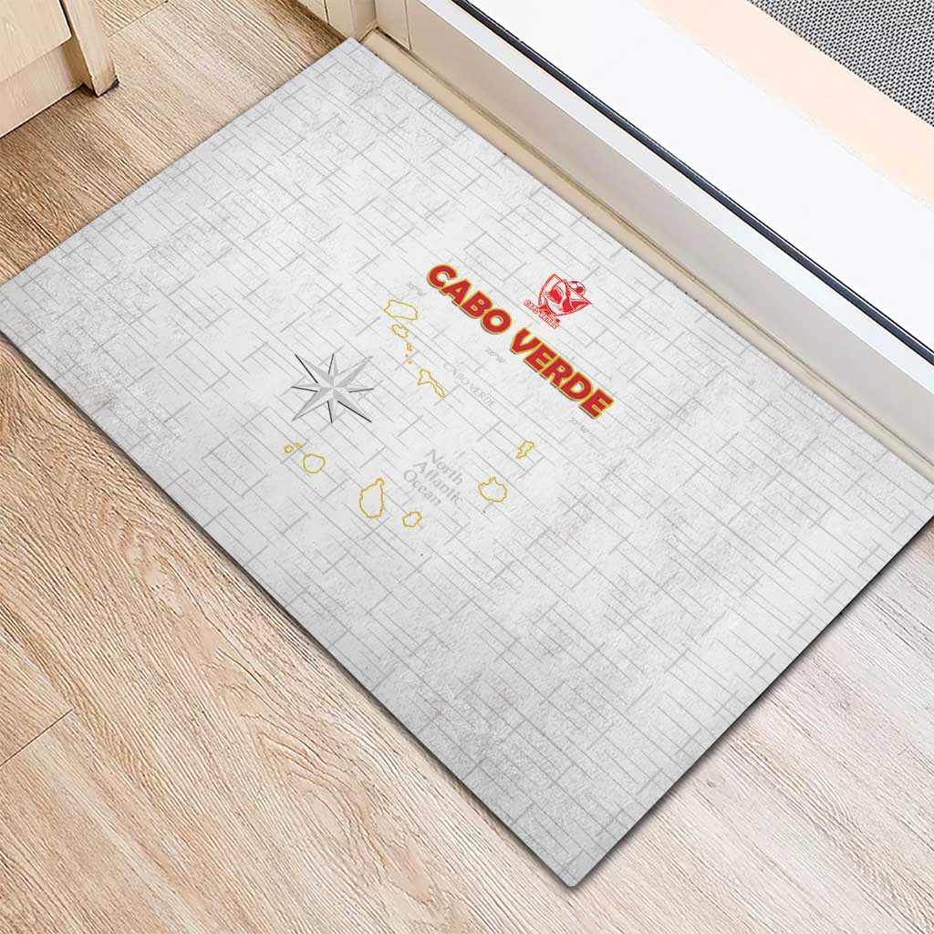 Cabo Verde Football Rubber Doormat Go Tubaroes Azuis Go - White - African Pride
