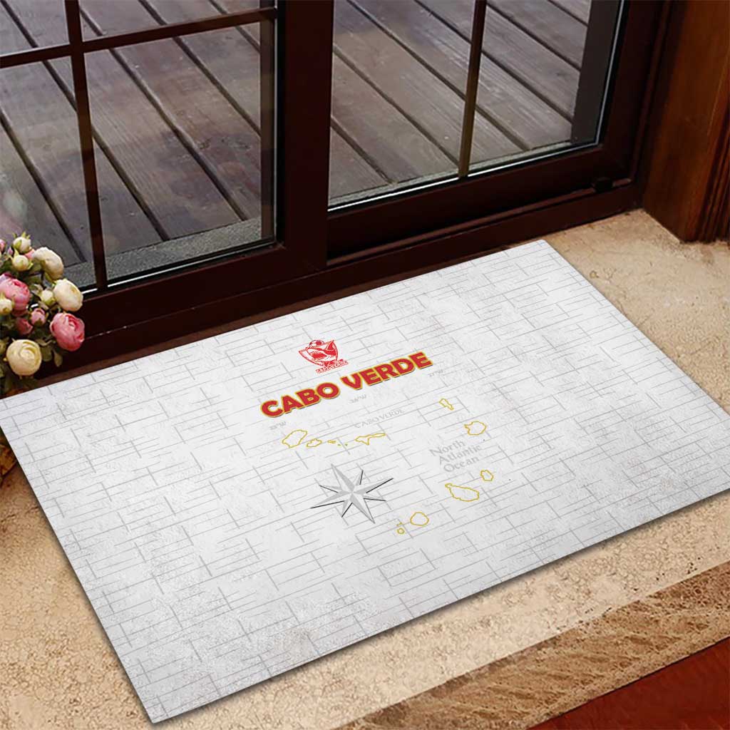 Cabo Verde Football Rubber Doormat Go Tubaroes Azuis Go - White - African Pride