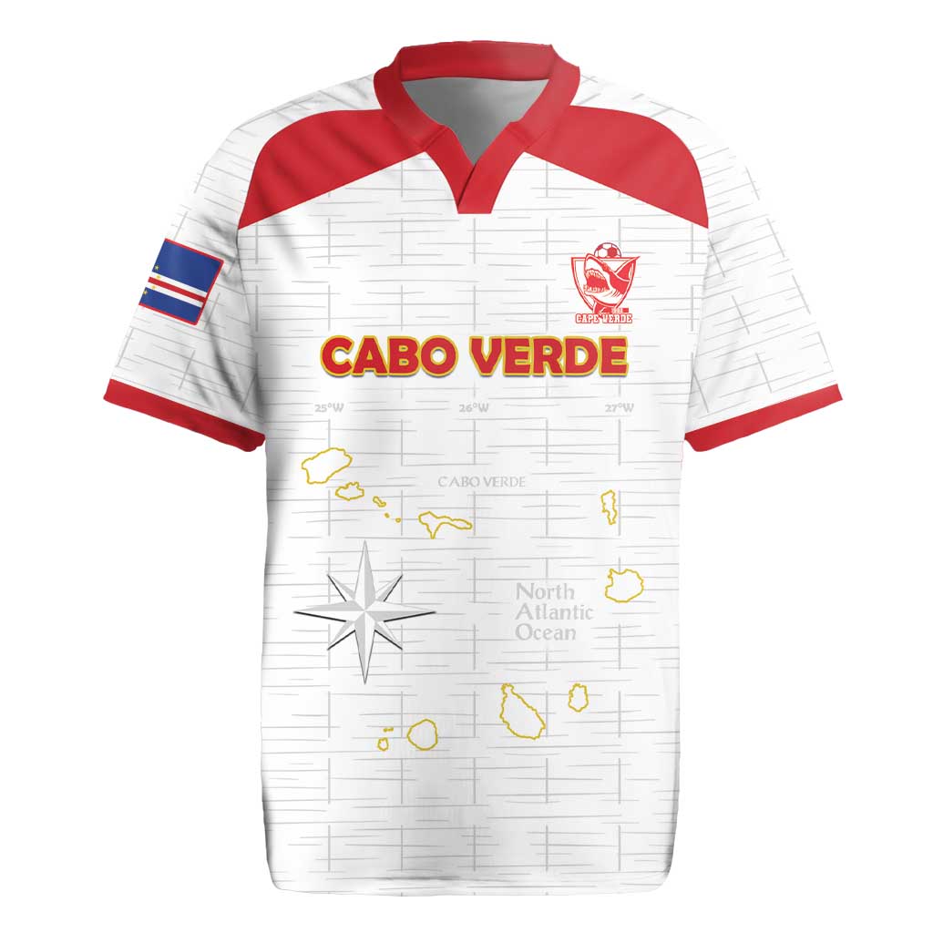 Custom Cabo Verde Football Rugby Jersey Go Tubaroes Azuis Go - White - African Pride