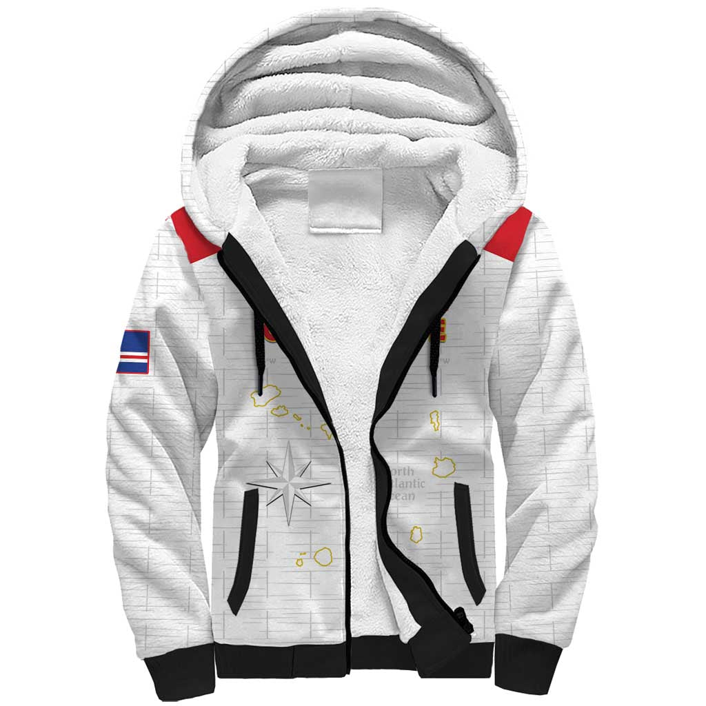Custom Cabo Verde Football Sherpa Hoodie Go Tubaroes Azuis Go - White - African Pride