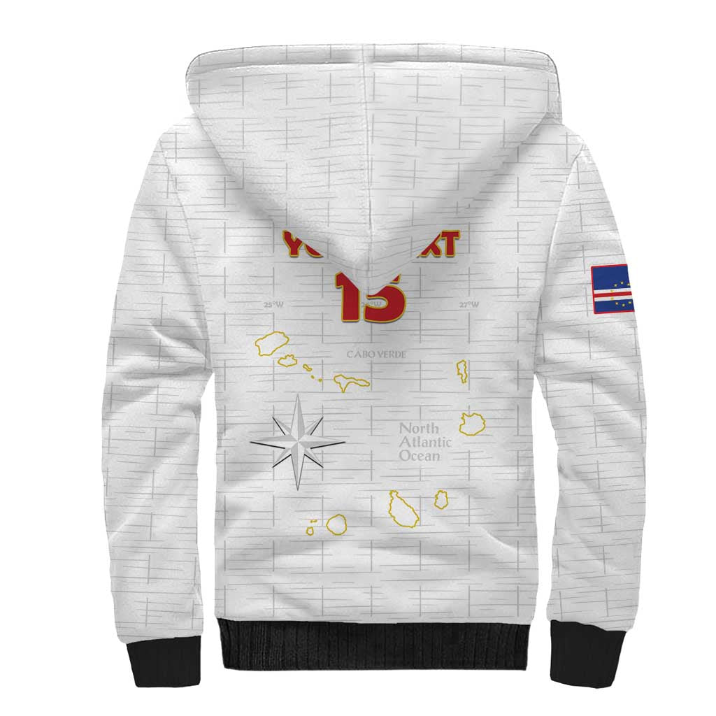 Custom Cabo Verde Football Sherpa Hoodie Go Tubaroes Azuis Go - White - African Pride
