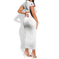 Custom Cabo Verde Football Short Sleeve Bodycon Dress Go Tubaroes Azuis Go - White - African Pride
