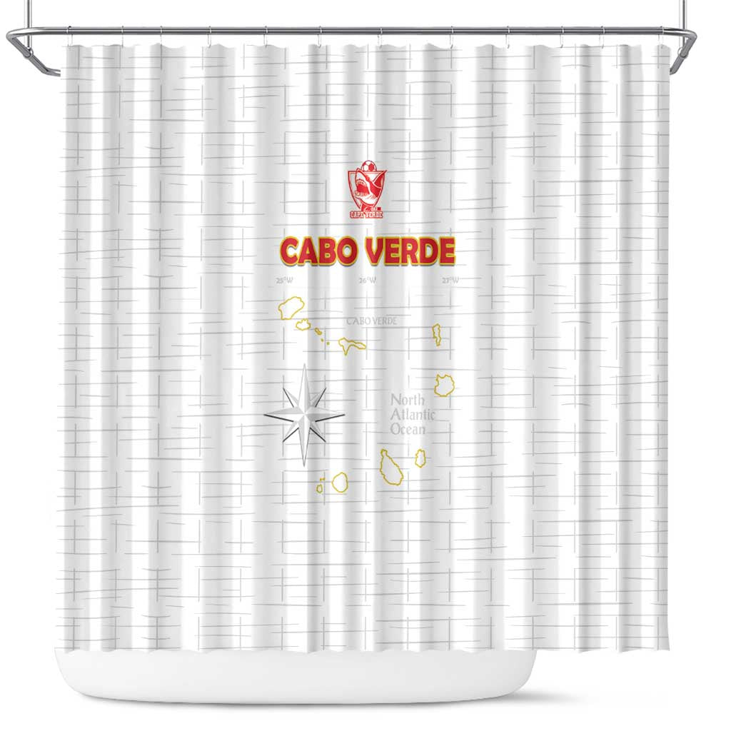 Cabo Verde Football Shower Curtain Go Tubaroes Azuis Go - White - African Pride