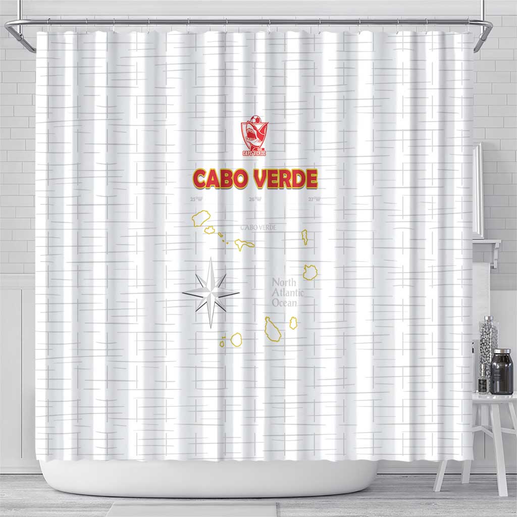 Cabo Verde Football Shower Curtain Go Tubaroes Azuis Go - White - African Pride