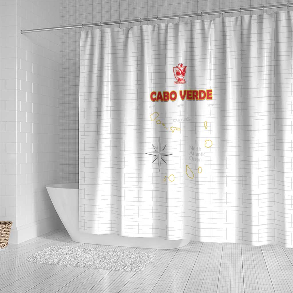 Cabo Verde Football Shower Curtain Go Tubaroes Azuis Go - White - African Pride