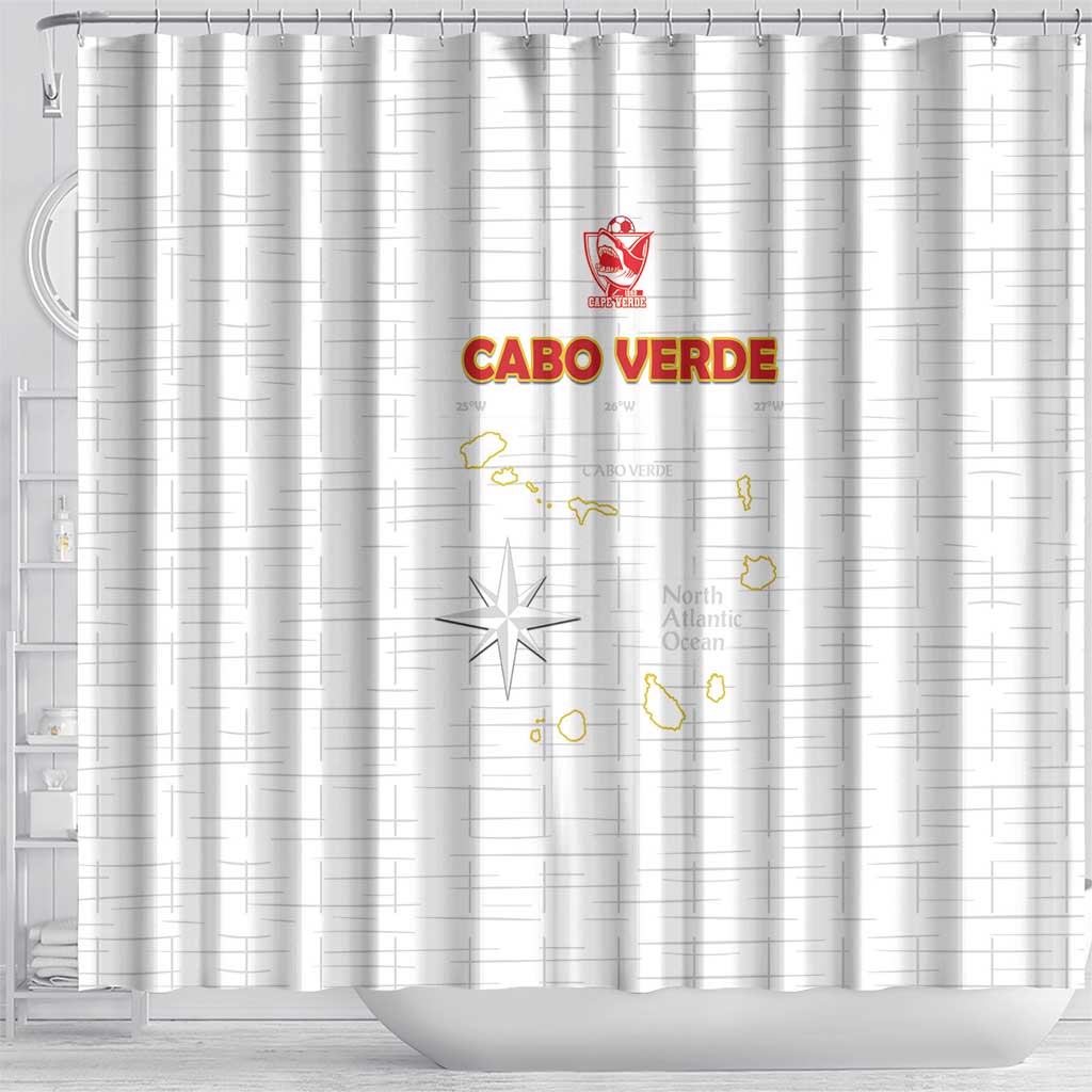 Cabo Verde Football Shower Curtain Go Tubaroes Azuis Go - White - African Pride