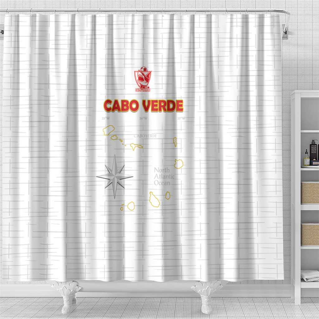 Cabo Verde Football Shower Curtain Go Tubaroes Azuis Go - White - African Pride