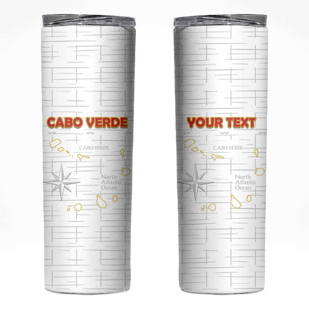 Custom Cabo Verde Football Skinny Tumbler Go Tubaroes Azuis Go - White - African Pride