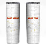 Custom Cabo Verde Football Skinny Tumbler Go Tubaroes Azuis Go - White - African Pride