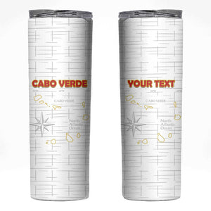 Custom Cabo Verde Football Skinny Tumbler Go Tubaroes Azuis Go - White - African Pride