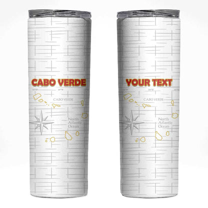 Custom Cabo Verde Football Skinny Tumbler Go Tubaroes Azuis Go - White - African Pride