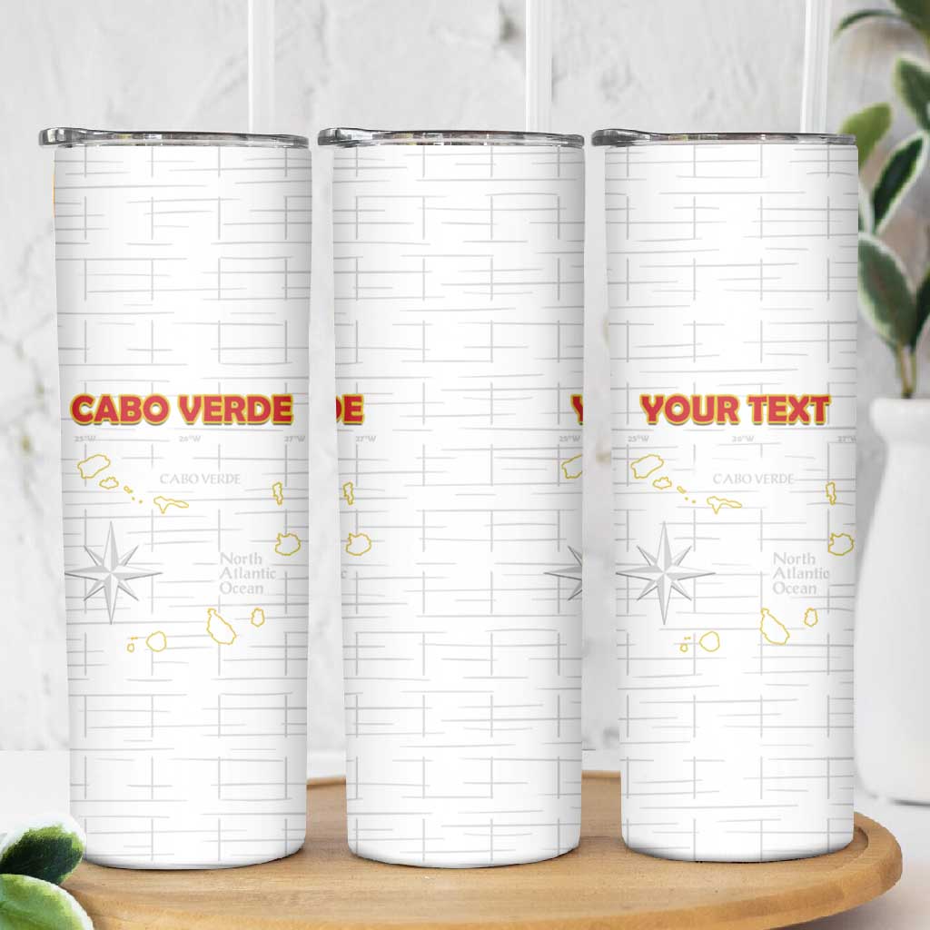 Custom Cabo Verde Football Skinny Tumbler Go Tubaroes Azuis Go - White - African Pride