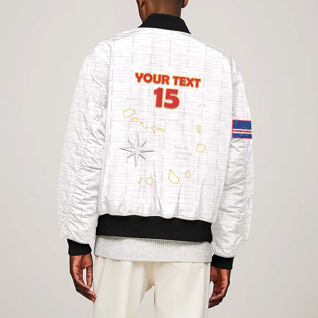 Custom Cabo Verde Football Sleeve Zip Bomber Jacket Go Tubaroes Azuis Go - White - African Pride