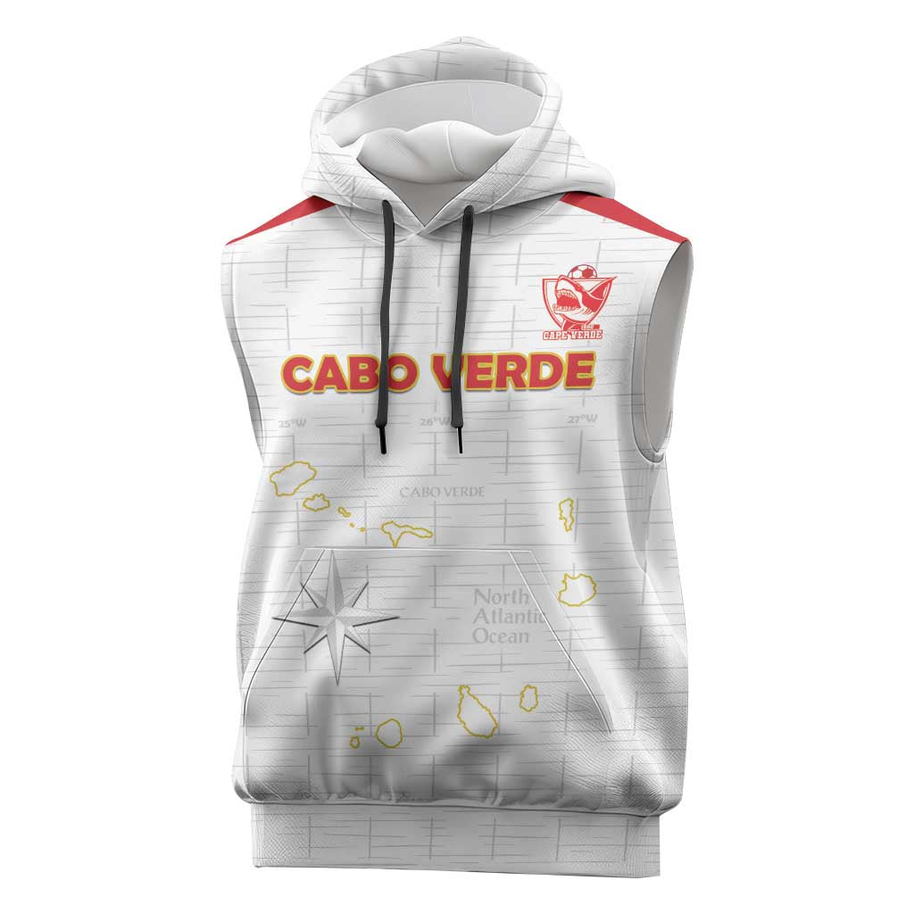 Custom Cabo Verde Football Sleeveless Hoodie Go Tubaroes Azuis Go - White - African Pride