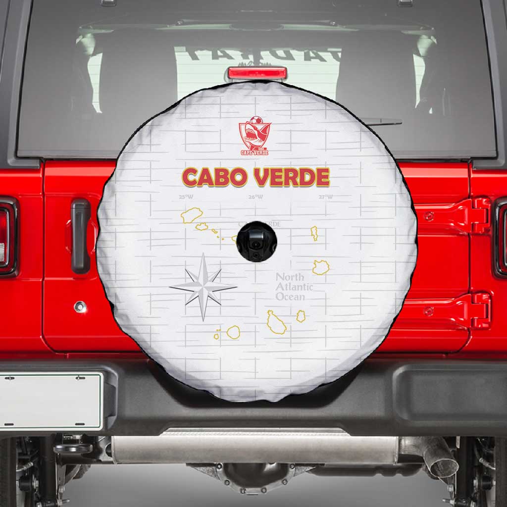 Cabo Verde Football Spare Tire Cover Go Tubaroes Azuis Go - White - African Pride