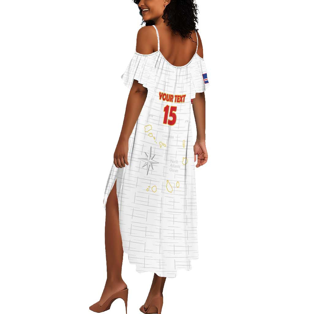 Custom Cabo Verde Football Summer Maxi Dress Go Tubaroes Azuis Go - White - African Pride