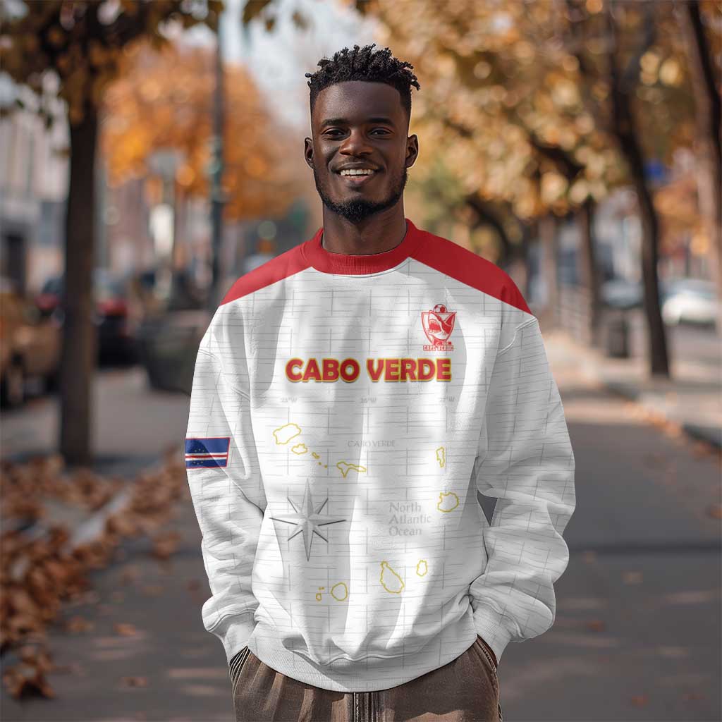 Custom Cabo Verde Football Sweatshirt Go Tubaroes Azuis Go - White - African Pride