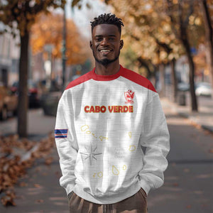 Custom Cabo Verde Football Sweatshirt Go Tubaroes Azuis Go - White - African Pride