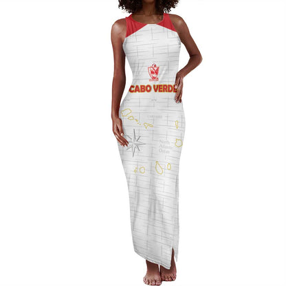 Custom Cabo Verde Football Tank Maxi Dress Go Tubaroes Azuis Go - White - African Pride