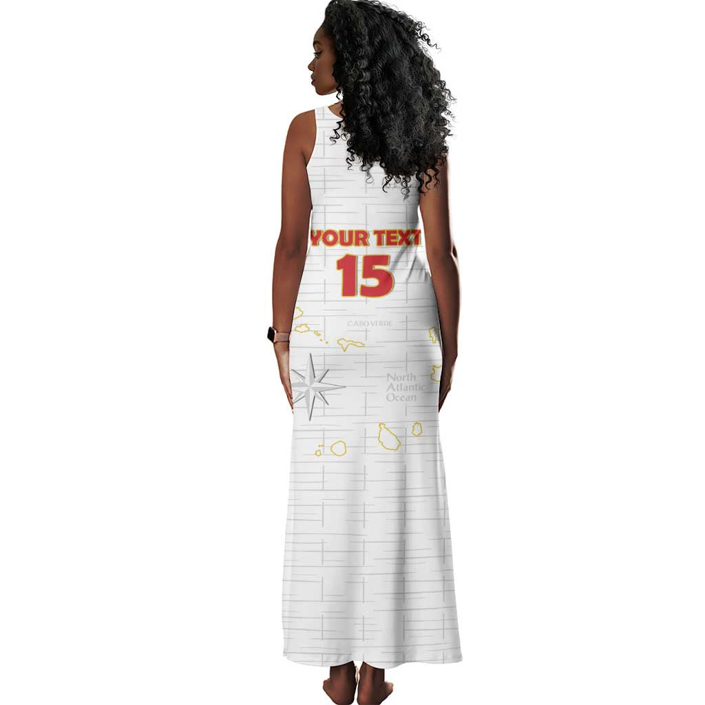 Custom Cabo Verde Football Tank Maxi Dress Go Tubaroes Azuis Go - White - African Pride