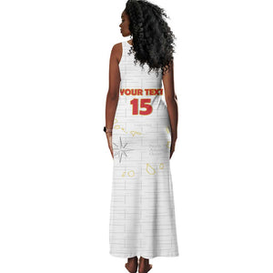 Custom Cabo Verde Football Tank Maxi Dress Go Tubaroes Azuis Go - White - African Pride