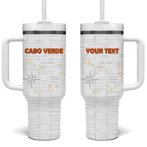Custom Cabo Verde Football Tumbler With Handle Go Tubaroes Azuis Go - White - African Pride