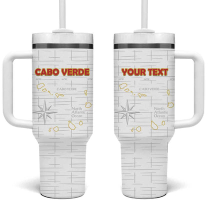 Custom Cabo Verde Football Tumbler With Handle Go Tubaroes Azuis Go - White - African Pride