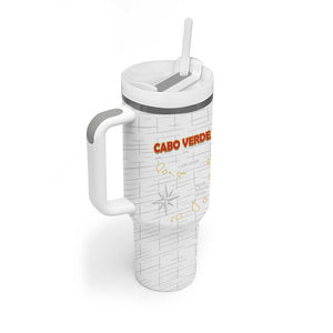 Custom Cabo Verde Football Tumbler With Handle Go Tubaroes Azuis Go - White - African Pride