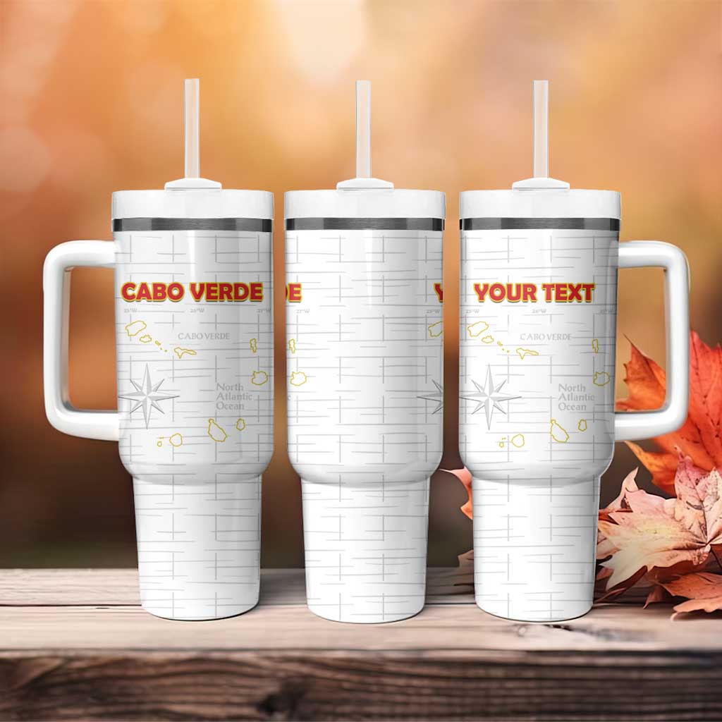 Custom Cabo Verde Football Tumbler With Handle Go Tubaroes Azuis Go - White - African Pride