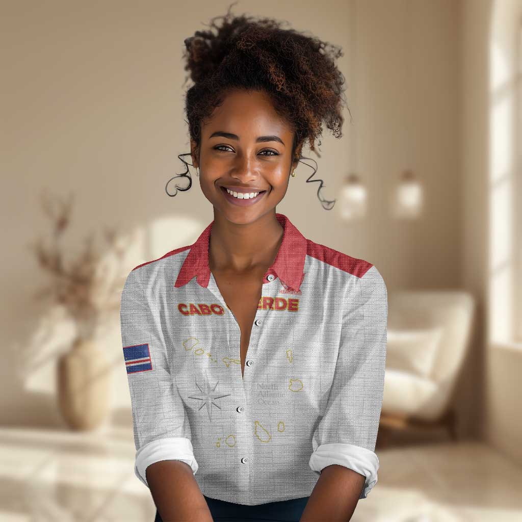 Custom Cabo Verde Football Women Casual Shirt Go Tubaroes Azuis Go - White - African Pride