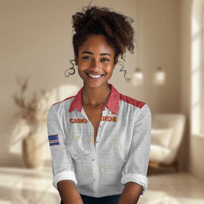 Custom Cabo Verde Football Women Casual Shirt Go Tubaroes Azuis Go - White - African Pride
