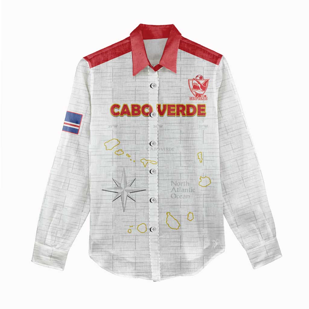 Custom Cabo Verde Football Women Casual Shirt Go Tubaroes Azuis Go - White - African Pride
