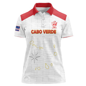 Custom Cabo Verde Football Women Polo Shirt Go Tubaroes Azuis Go - White - African Pride