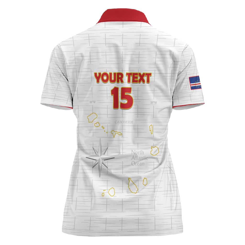 Custom Cabo Verde Football Women Polo Shirt Go Tubaroes Azuis Go - White - African Pride