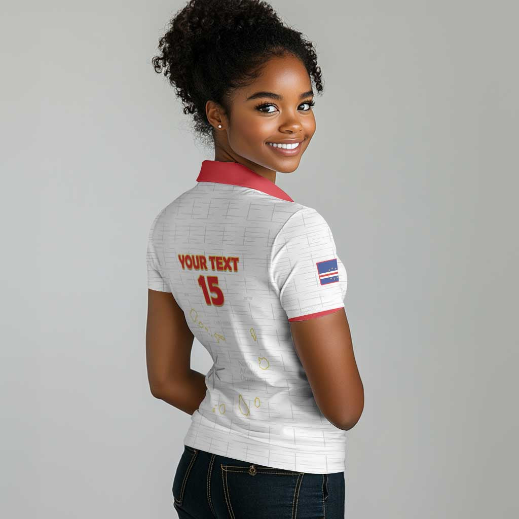 Custom Cabo Verde Football Women Polo Shirt Go Tubaroes Azuis Go - White - African Pride