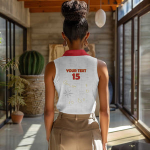 Custom Cabo Verde Football Women Sleeveless Polo Shirt Go Tubaroes Azuis Go - White - African Pride