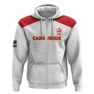 Custom Cabo Verde Football Zip Hoodie Go Tubaroes Azuis Go - White - African Pride