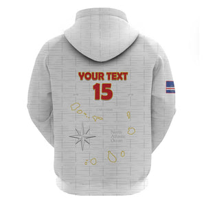 Custom Cabo Verde Football Zip Hoodie Go Tubaroes Azuis Go - White - African Pride
