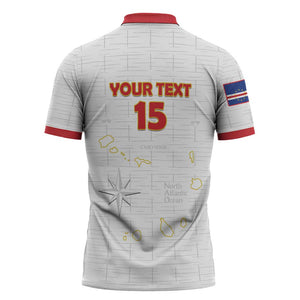 Custom Cape Verde Football Zipper Polo Shirt Come On Tubaroes Azuis - White