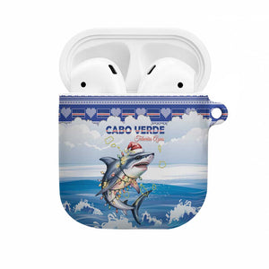Cape Verde Football Christmas AirPods Case Feliz Natal Tubaroes Azuis