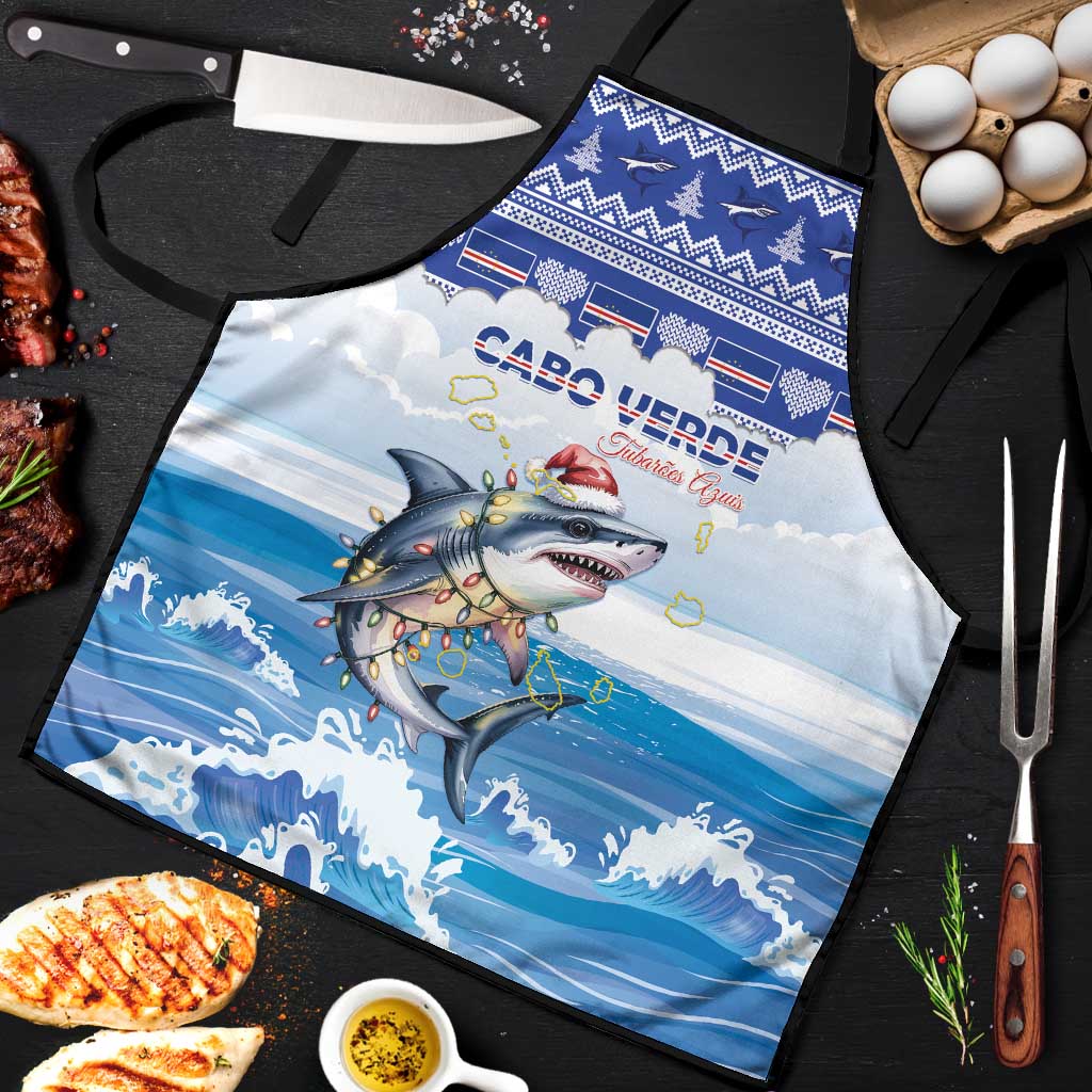 Cape Verde Football Christmas Apron Feliz Natal Tubaroes Azuis