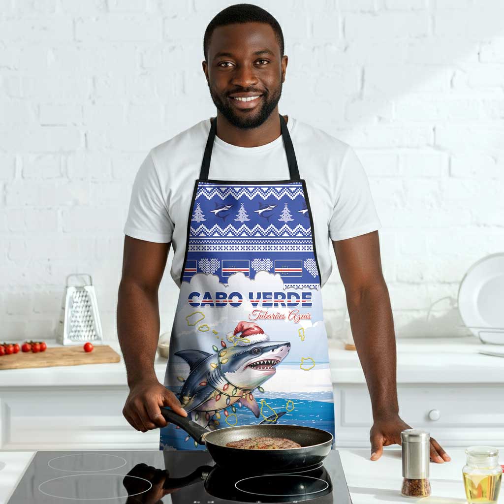 Cape Verde Football Christmas Apron Feliz Natal Tubaroes Azuis