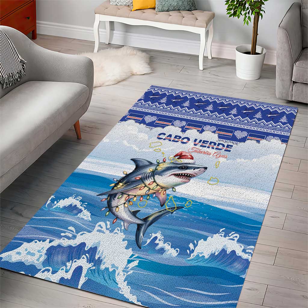Afro Chirstmas Cabo Verde Football Area Rug Allez Tubaroes Azuis - African Pride