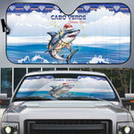 Cape Verde Football Christmas Auto Sun Shade Feliz Natal Tubaroes Azuis