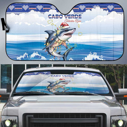 Cape Verde Football Christmas Auto Sun Shade Feliz Natal Tubaroes Azuis
