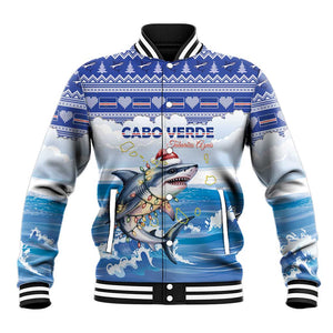 Afro Chirstmas Cabo Verde Football Personalized Baseball Jacket Allez Tubaroes Azuis - African Pride