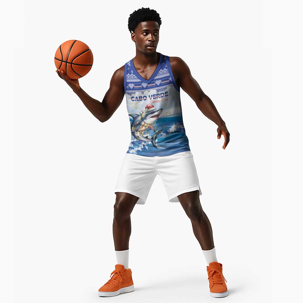 Afro Chirstmas Cabo Verde Football Personalized Basketball Jersey Allez Tubaroes Azuis - African Pride